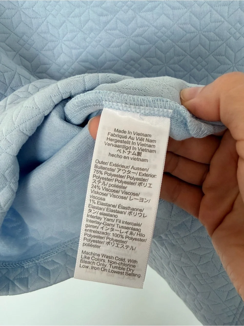 J. Crew Light Blue Quilted Cowl-Neck Pullover